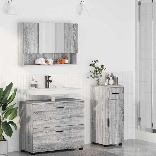 Bathroom Furniture Set 3 pcs Grey Sonoma
