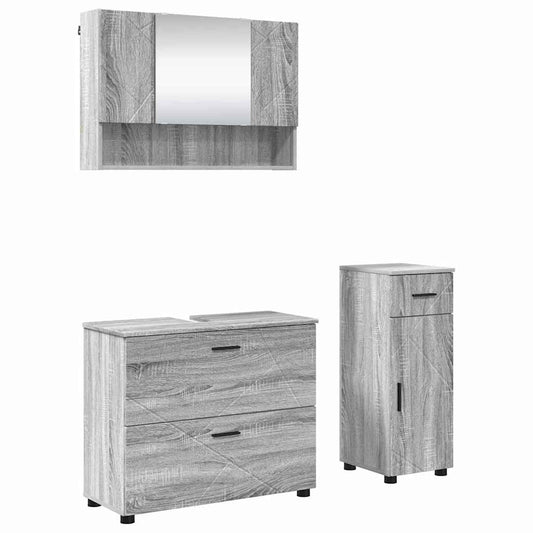 Bathroom Furniture Set 3 pcs Grey Sonoma