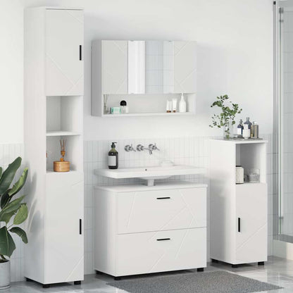 Bathroom Furniture Set 4 pcs White Engineered Wood and Metal