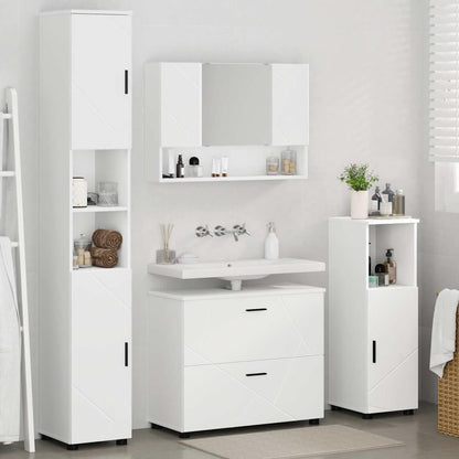 Bathroom Furniture Set 4 pcs White Engineered Wood and Metal