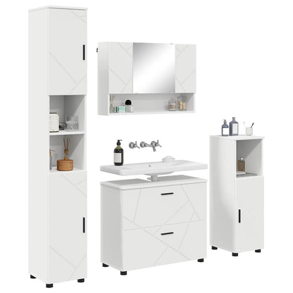Bathroom Furniture Set 4 pcs White Engineered Wood and Metal