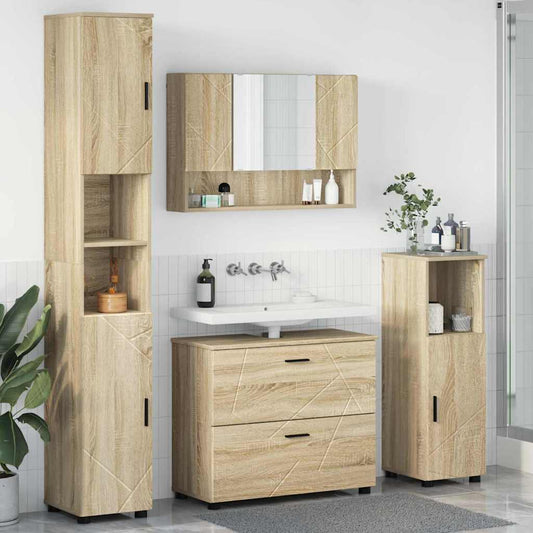Bathroom Furniture Set 4 pcs Sonoma Oak