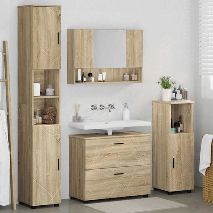 Bathroom Furniture Set with Drawer with Shelf 4 pcs Sonoma Oak