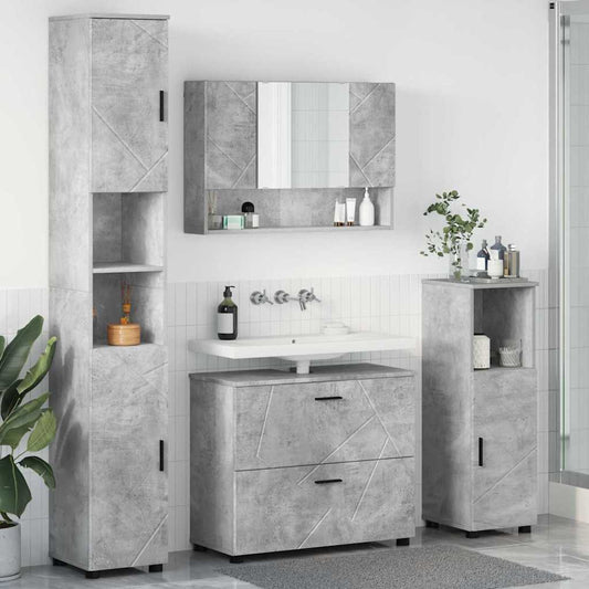 Bathroom Furniture Set 4 pcs Concrete Grey
