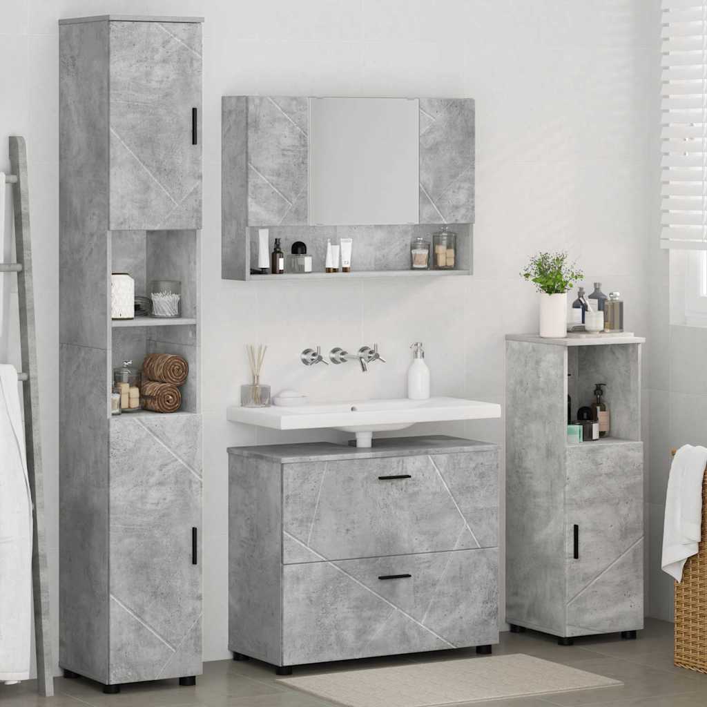 Bathroom Furniture Set with Drawer 4 pcs Concrete Grey
