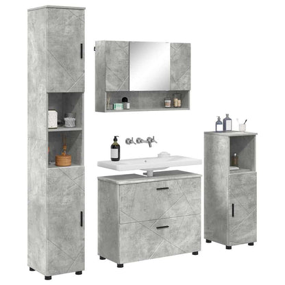 Bathroom Furniture Set with Drawer 4 pcs Concrete Grey