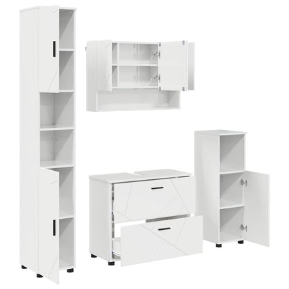 Bathroom Furniture Set with Drawer 4 pcs High Gloss White