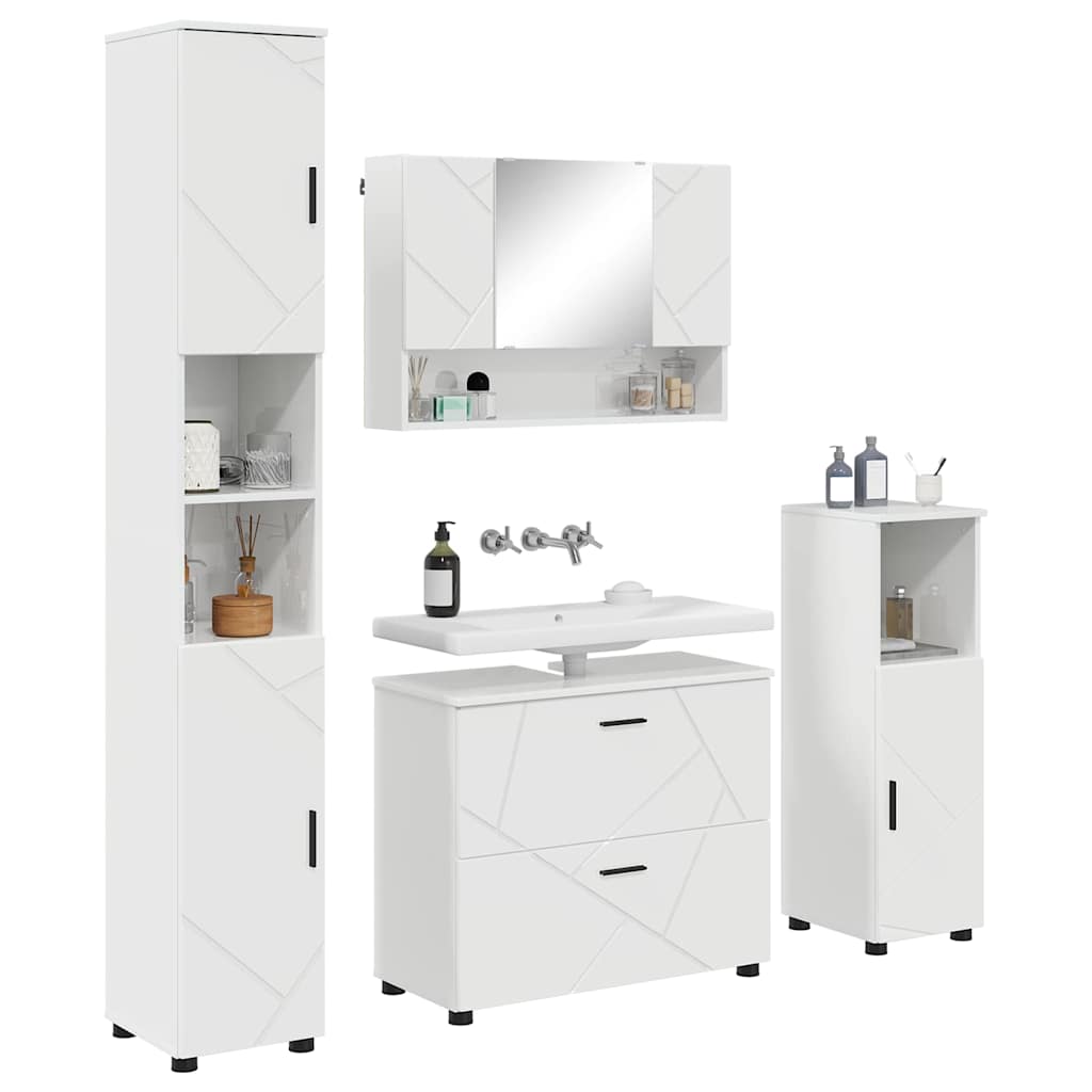 Bathroom Furniture Set with Drawer 4 pcs High Gloss White