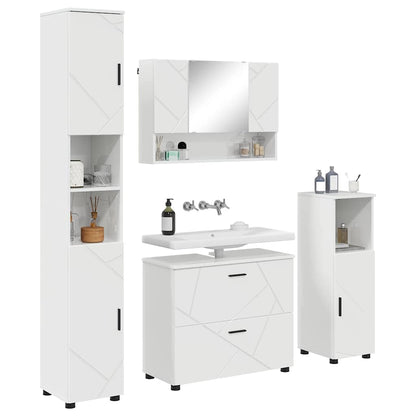 Bathroom Furniture Set with Drawer 4 pcs High Gloss White