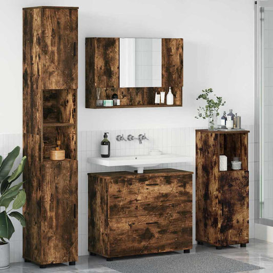 Bathroom Furniture Set 4 pcs Smoked Oak