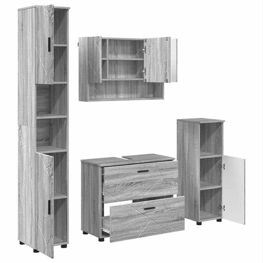 Bathroom Furniture Set 4 pcs Grey Sonoma