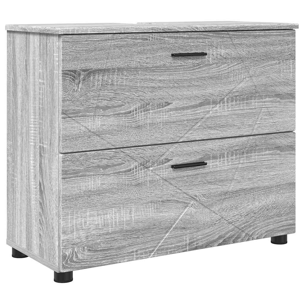 Bathroom Furniture Set with Drawer with Shelf 4 pcs Grey Sonoma