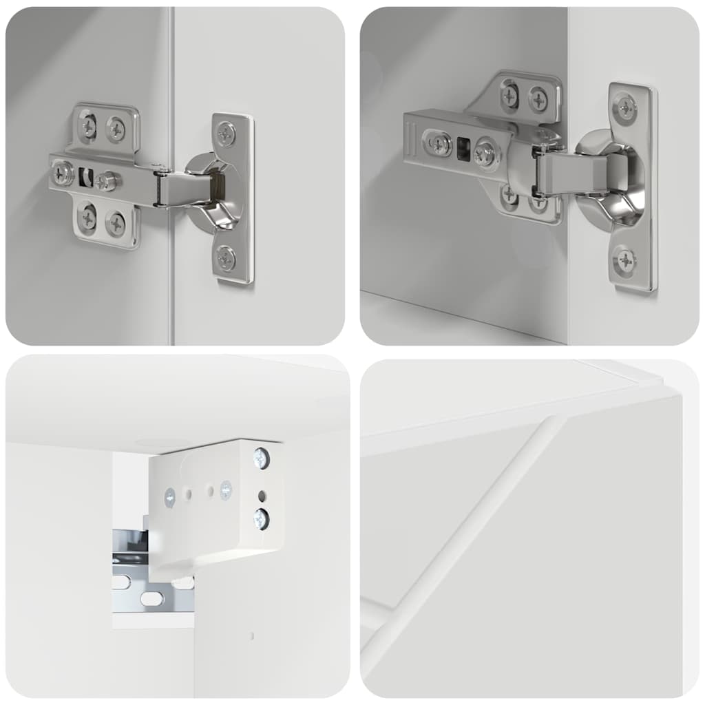 Bathroom Furniture Set 4 pcs White Engineered Wood and Metal
