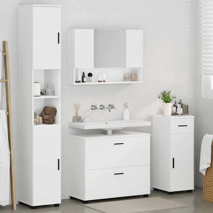 Bathroom Furniture Set 4 pcs White Engineered Wood and Metal