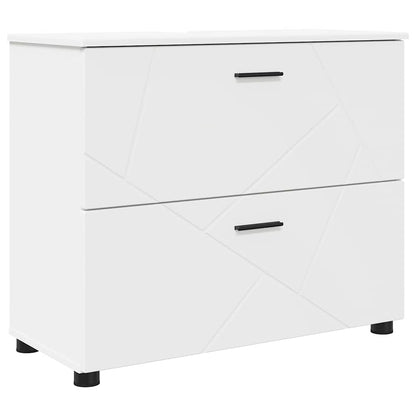 Bathroom Furniture Set 4 pcs White Engineered Wood and Metal