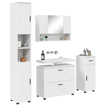 Bathroom Furniture Set 4 pcs White Engineered Wood and Metal