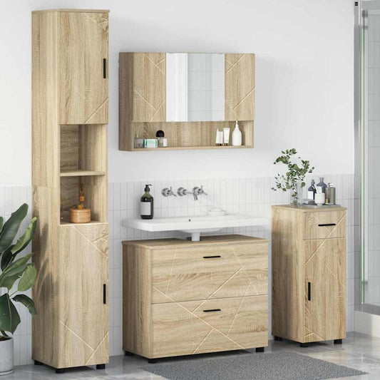 Bathroom Furniture Set 4 pcs Sonoma Oak