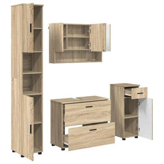 Bathroom Furniture Set 4 pcs Sonoma Oak