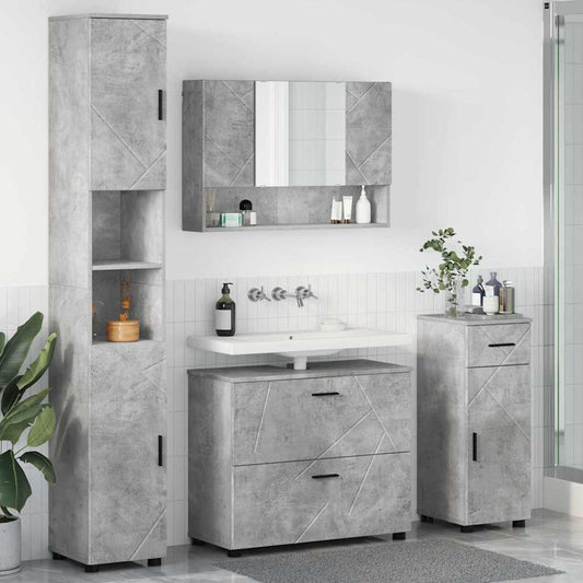 Bathroom Furniture Set 4 pcs Concrete Grey