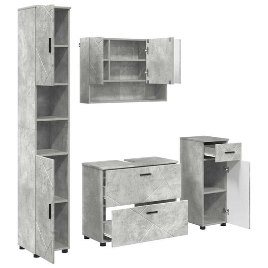 Bathroom Furniture Set 4 pcs Concrete Grey