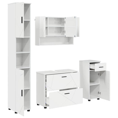 Bathroom Furniture Set with Drawer 4 pcs High Gloss White