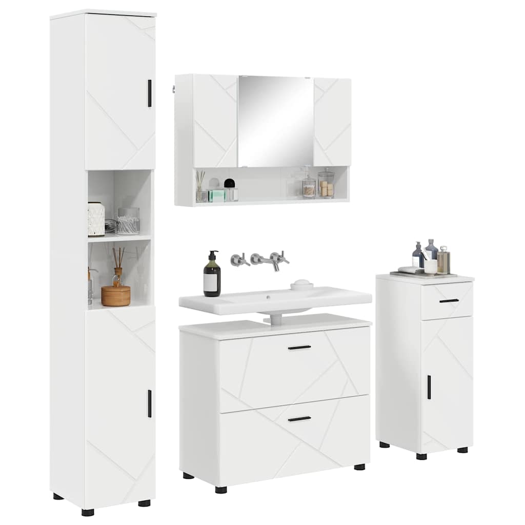 Bathroom Furniture Set with Drawer 4 pcs High Gloss White