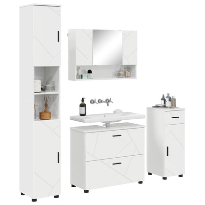 Bathroom Furniture Set with Drawer 4 pcs High Gloss White