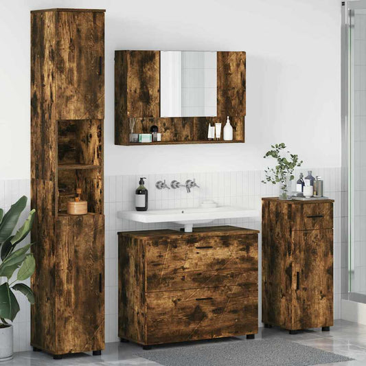 Bathroom Furniture Set 4 pcs Smoked Oak