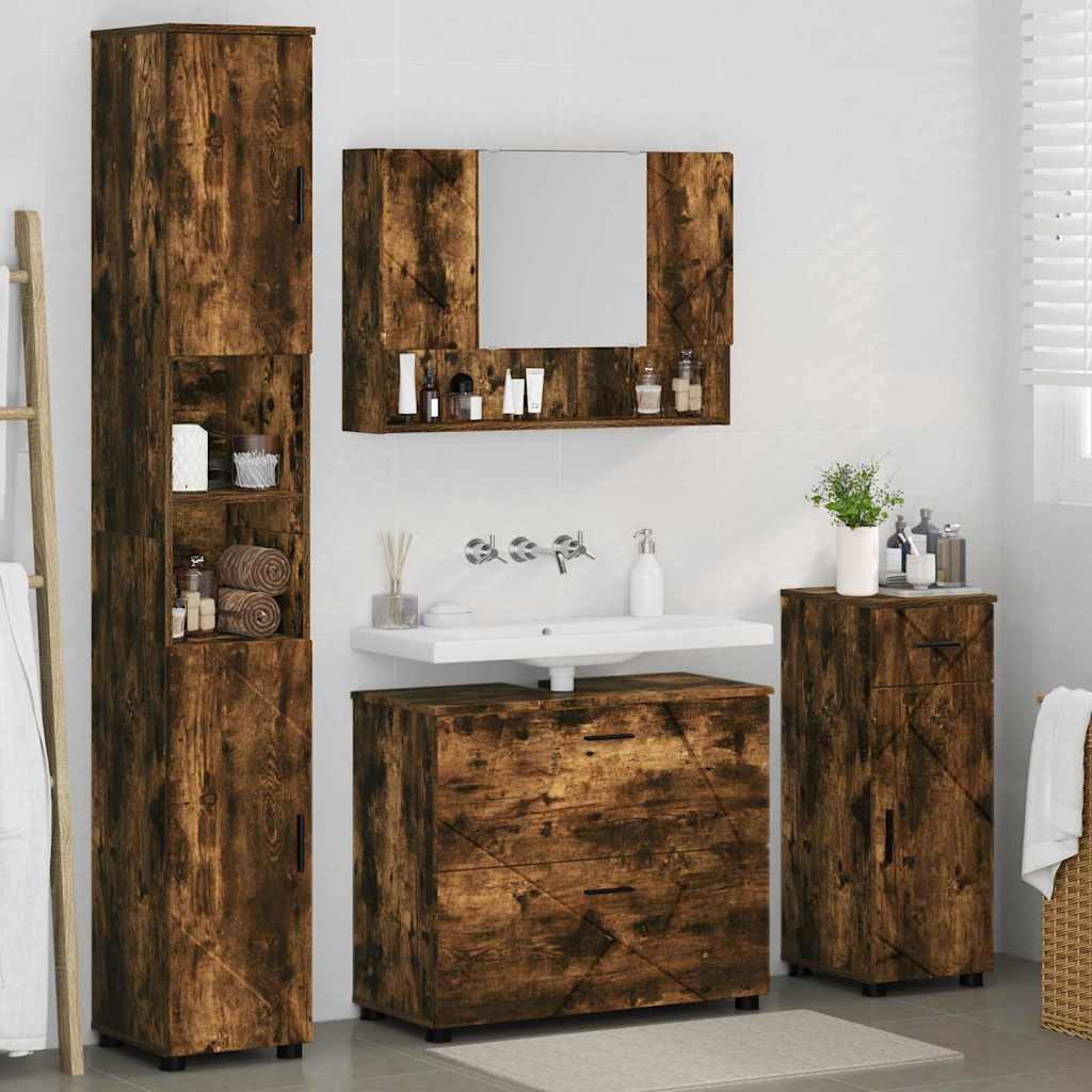 Bathroom Furniture Set 4 pcs Smoked Oak