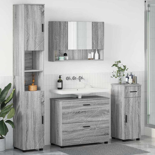 Bathroom Furniture Set 4 pcs Grey Sonoma