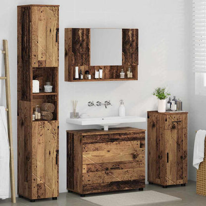 Bathroom Furniture Set 4 pcs Old Wood Engineered Wood and Metal