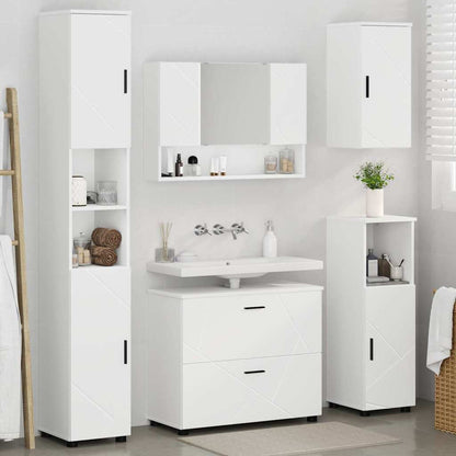 Bathroom Furniture Set 5 pcs White Engineered Wood and Metal