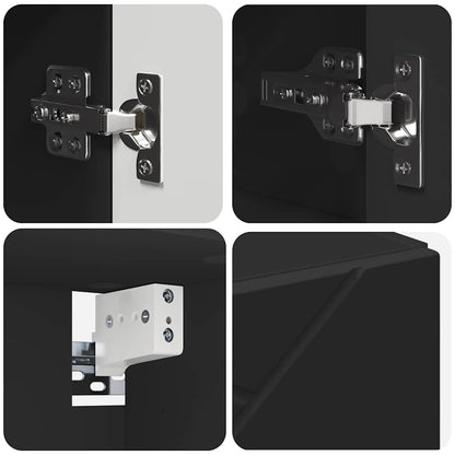 Bathroom Furniture Set 5 pcs Black Engineered Wood and Metal