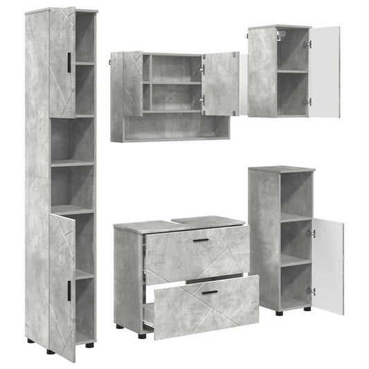 Bathroom Furniture Set 5 pcs Concrete Grey