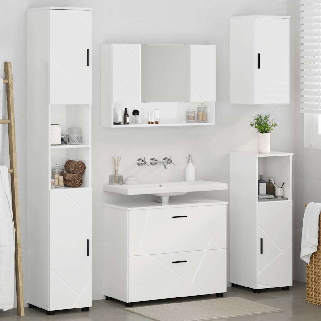 Bathroom Furniture Set with Drawer 5 pcs High Gloss White