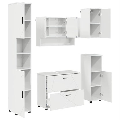 Bathroom Furniture Set with Drawer 5 pcs High Gloss White