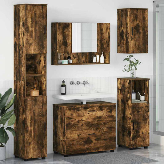 Bathroom Furniture Set 5 pcs Smoked Oak