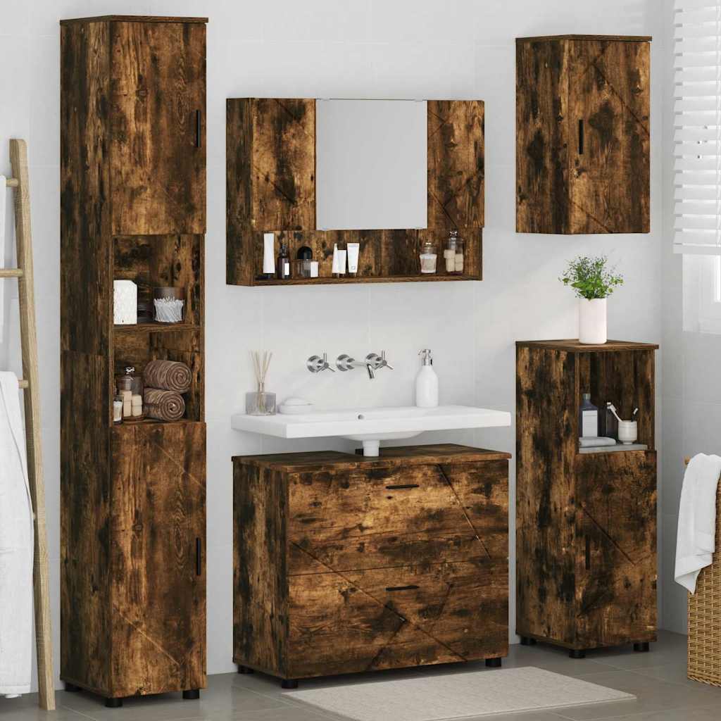 Bathroom Furniture Set 5 pcs Smoked Oak