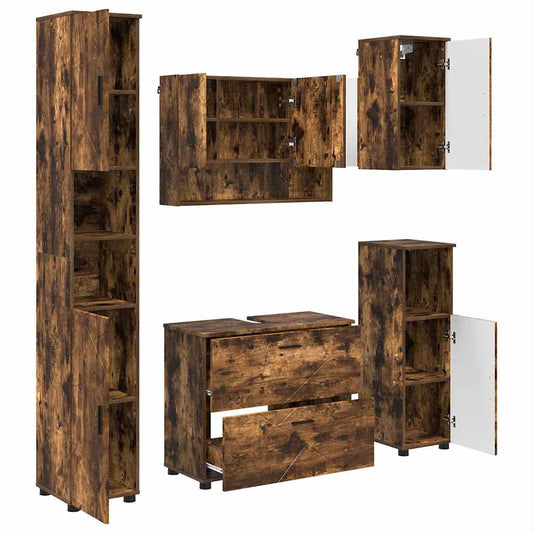 Bathroom Furniture Set 5 pcs Smoked Oak