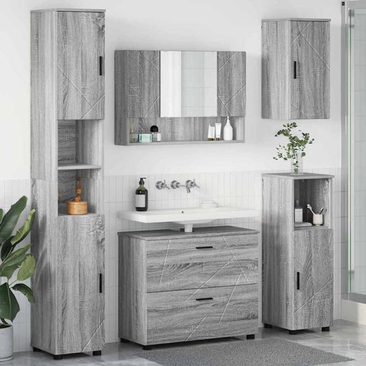 Bathroom Furniture Set 5 pcs Grey Sonoma