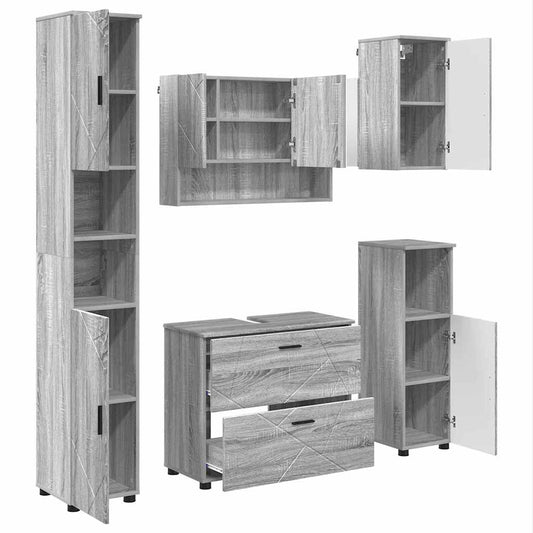 Bathroom Furniture Set 5 pcs Grey Sonoma