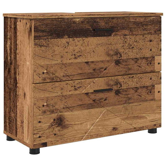 Bathroom Furniture Set 5 pcs Old Wood Engineered Wood and Metal