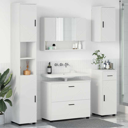 Bathroom Furniture Set 5 pcs White Engineered Wood and Metal