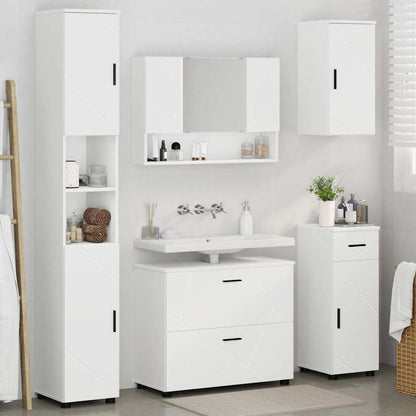 Bathroom Furniture Set 5 pcs White Engineered Wood and Metal