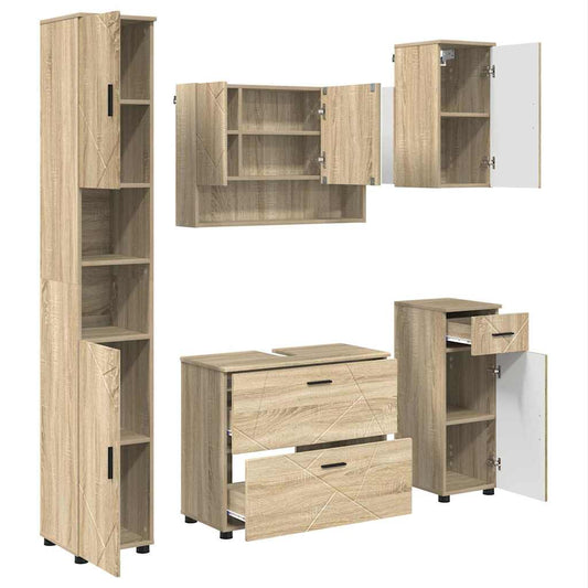 Bathroom Furniture Set 5 pcs Sonoma Oak
