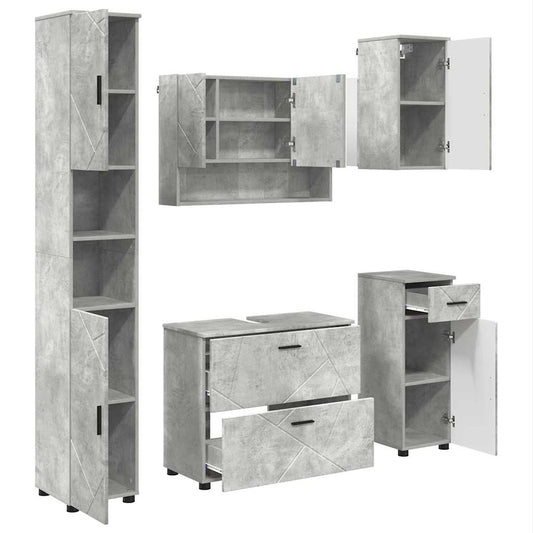 Bathroom Furniture Set 5 pcs Concrete Grey