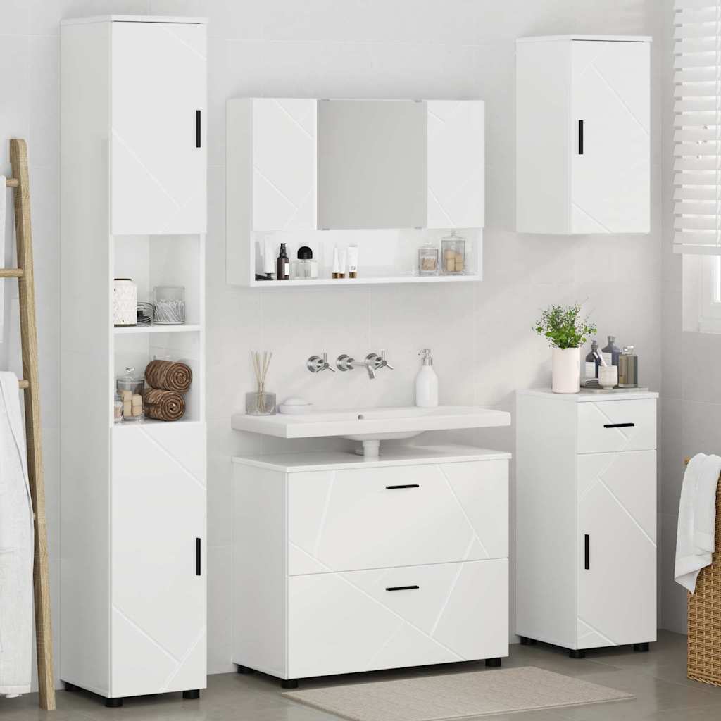 Bathroom Furniture Set with Drawer 5 pcs High Gloss White