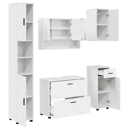 Bathroom Furniture Set with Drawer 5 pcs High Gloss White