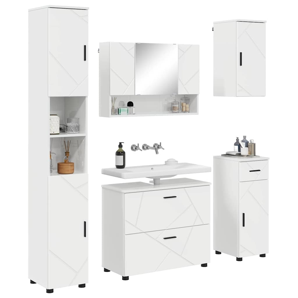 Bathroom Furniture Set with Drawer 5 pcs High Gloss White