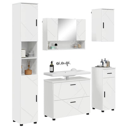 Bathroom Furniture Set with Drawer 5 pcs High Gloss White